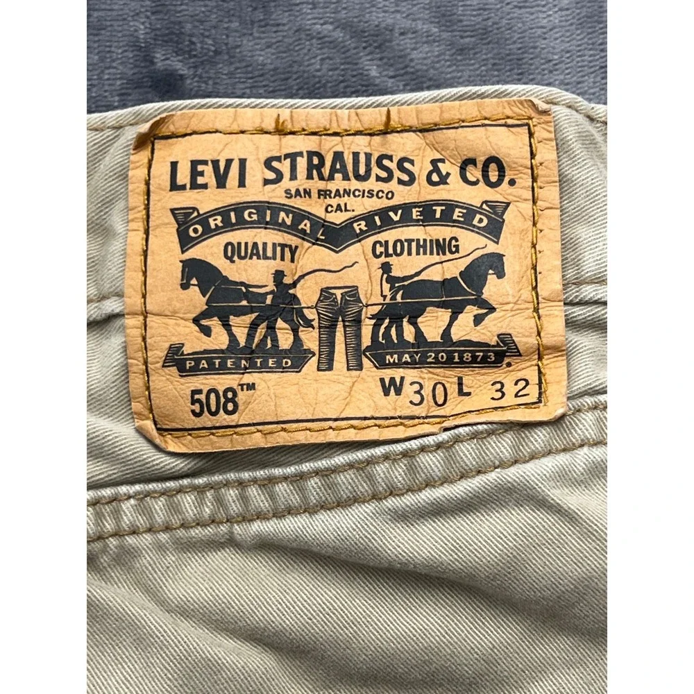 Levi's 508 Regular‎ Taper Pants Mens 30x32 Khaki Tan Cotton Twill Chino 5-Pocket